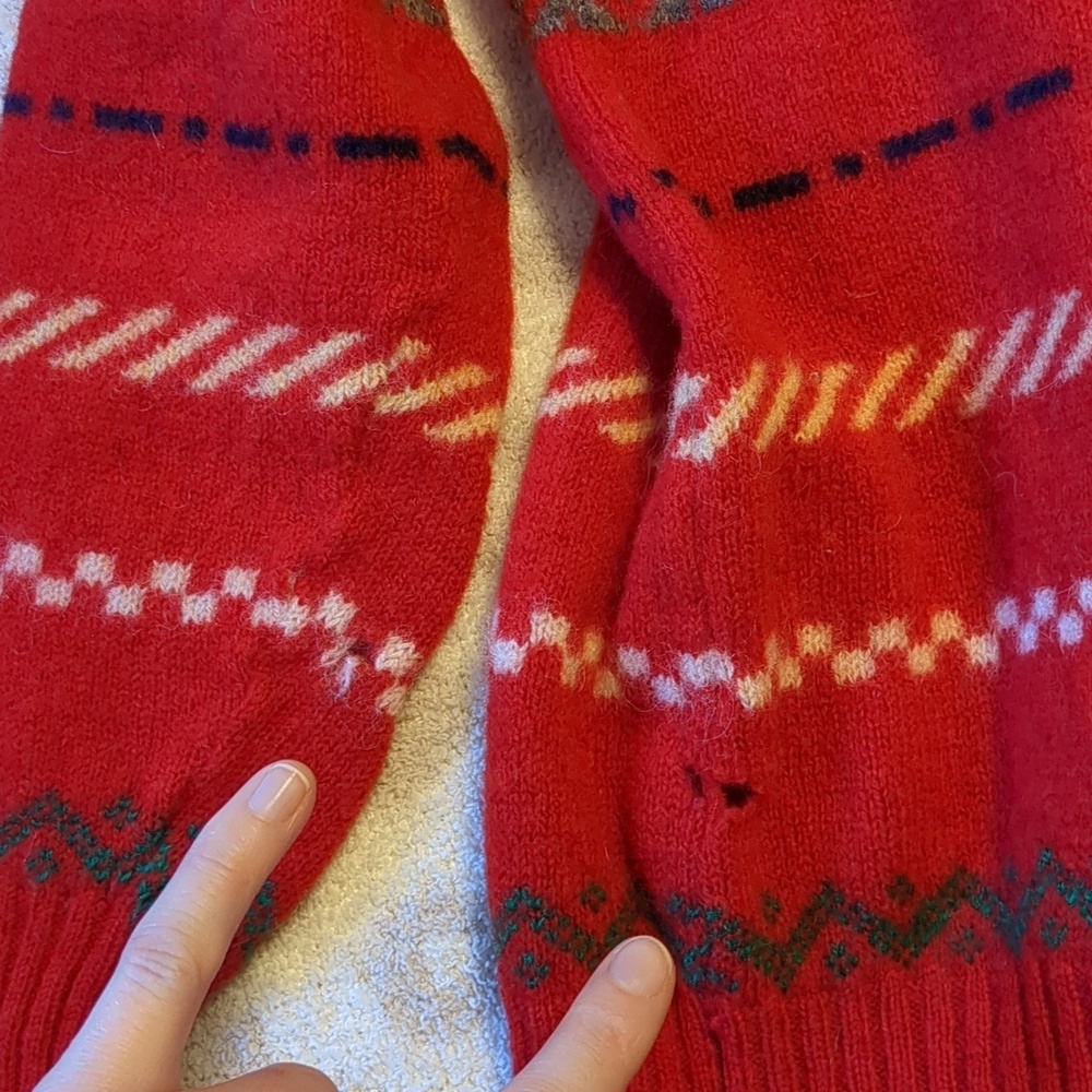 Kappa Vintage Italian Shetland Wool Striped Red Crewneck Sweater Small Medium - Picture 10 of 10